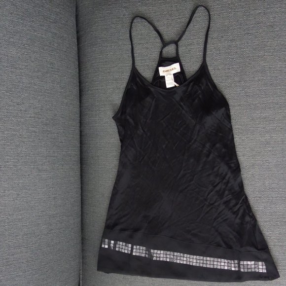 Diesel 00CELE 00NKF 100% RAYON-VISCOSE Made in Portugal Black Camisole Size L - Picture 1 of 13